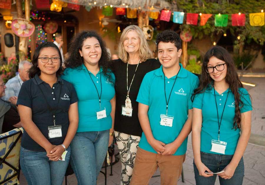 Barbara Manfrediz with Palapa Learning Center students. 2020 Donor Appreciation Event.